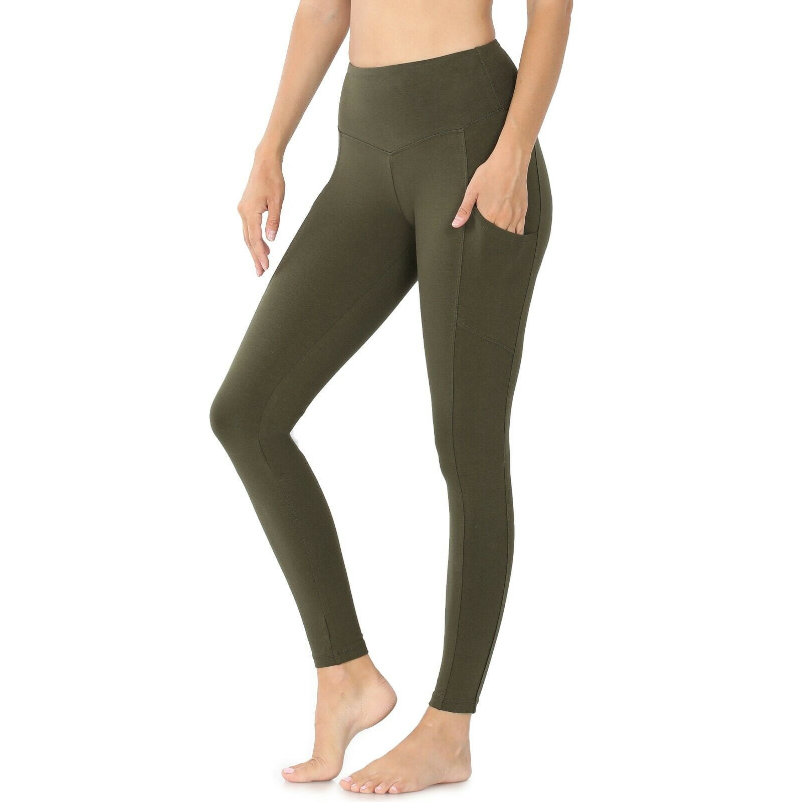 Womens Cotton Leggings POCKETS Full 