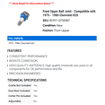 thumbnail image 2 of Front Upper Ball Joint - Compatible with 1975 - 1986 Chevy K20 1976 1977 1978 1979 1980 1981 1982 1983 1984 1985, 2 of 2