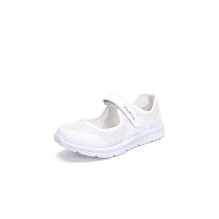 

Rotosw Ladies Casual Shoe Magic Tape Walking Shoes Low Top Flats Women Mary Jane Sneakers Women s Lightweight Round Toe White 7