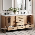 thumbnail image 2 of ARIEL Cambridge 72 Inch Double Rectangle Sink Bathroom Vanity With Carrara White Quartz Countertop 1.5 Inch Edge In Oak, 2 of 7