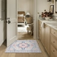 thumbnail image 2 of 2x3 Area Rug Big Carpet for Living Room Bedroom Home Decor Washable Oriental Vintage Floral Distressed Rugs Large Indoor Carpets with Non Slip Back for Dining Room Office Floor-PinkBlue, 2 of 8