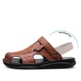 thumbnail image 4 of Men's Leather Outdoor Hiking Sport Sandals Non-Slip Closed Round Toe Adjustable Strap Zipper Rubber Sole Shoes Lightweight Walking Sandals for Hiking Fishing Casual Summer Wear,Light Brown 40(US-7.5), 4 of 4