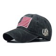 thumbnail image 2 of WANYNG Adult Classic American Flag Washed Old Letter American Sunshade Baseball M P Mens Hat Plain Snap Back Baseball Cap, 2 of 6