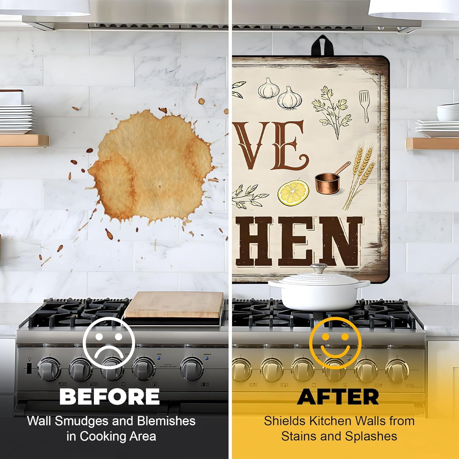 Stove Top Cover for Electric Stove 28.5x20.5 Inch Silicone Stove Topper & Protector, Decorative Kitchen Mat for Electric/Glass Stove Top (Rustic Farmhouse Kitchen)
