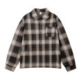 thumbnail image 2 of Stamzod Mens Button Down Shirts Long Sleeve Plaid Pritned Turndown Oversized Shirt Casual Shirts for Men with Pocket Coffee S, 2 of 5