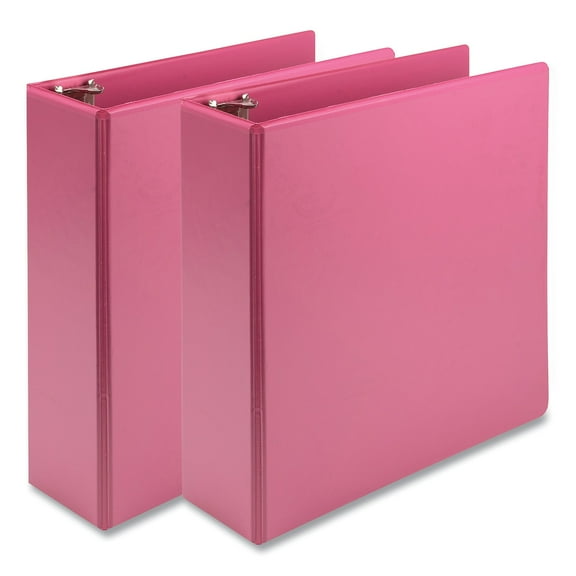 Samsill U86876 Earth's Choice 3 Rings 3 in. Capacity 11 in. x 8.5 in. Plant-Based Economy Round Ring View Binders - Pink (2/Pack)