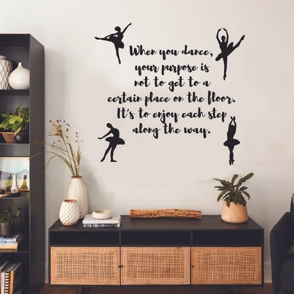 When You Dance Ballet Ballerina Motivation Quote Wall Sticker Art Decal for Girls Boys Room Bedroom Outdoor Sports Garage House Fun Home Decor Stickers Wall Art Vinyl Decoration Size (20x20 inch)