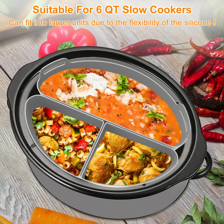 Austok Slow Cooker Divider Liner Fit 6 qt Pot,Silicone Slow Cooker Divider Liner,Reusable Cooking Liner Slow Cooker Kitchen Accessories Dishwasher