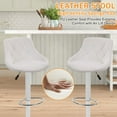 thumbnail image 4 of Modern Bar Stools Set of 2 Counter Height Adjustable Bar Chairs with Back and Chrome Base PU Leather Barstools Island Chairs for Kitchen Living Room Pub Swivel Bar Stools ( White ), 4 of 7