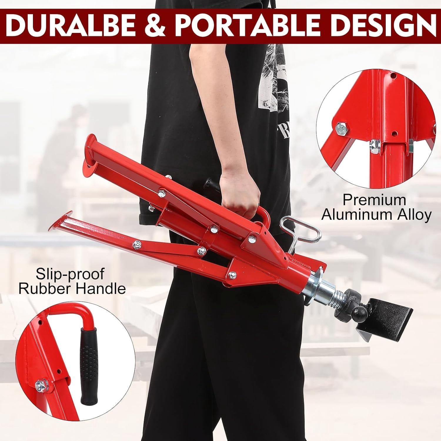 Kojooin V Head Pipe Jack Stand,28-52 Inch Adjustable Height,Folding Pipe Jack Stands,1/2 to 12 Inch Pipe Supporting