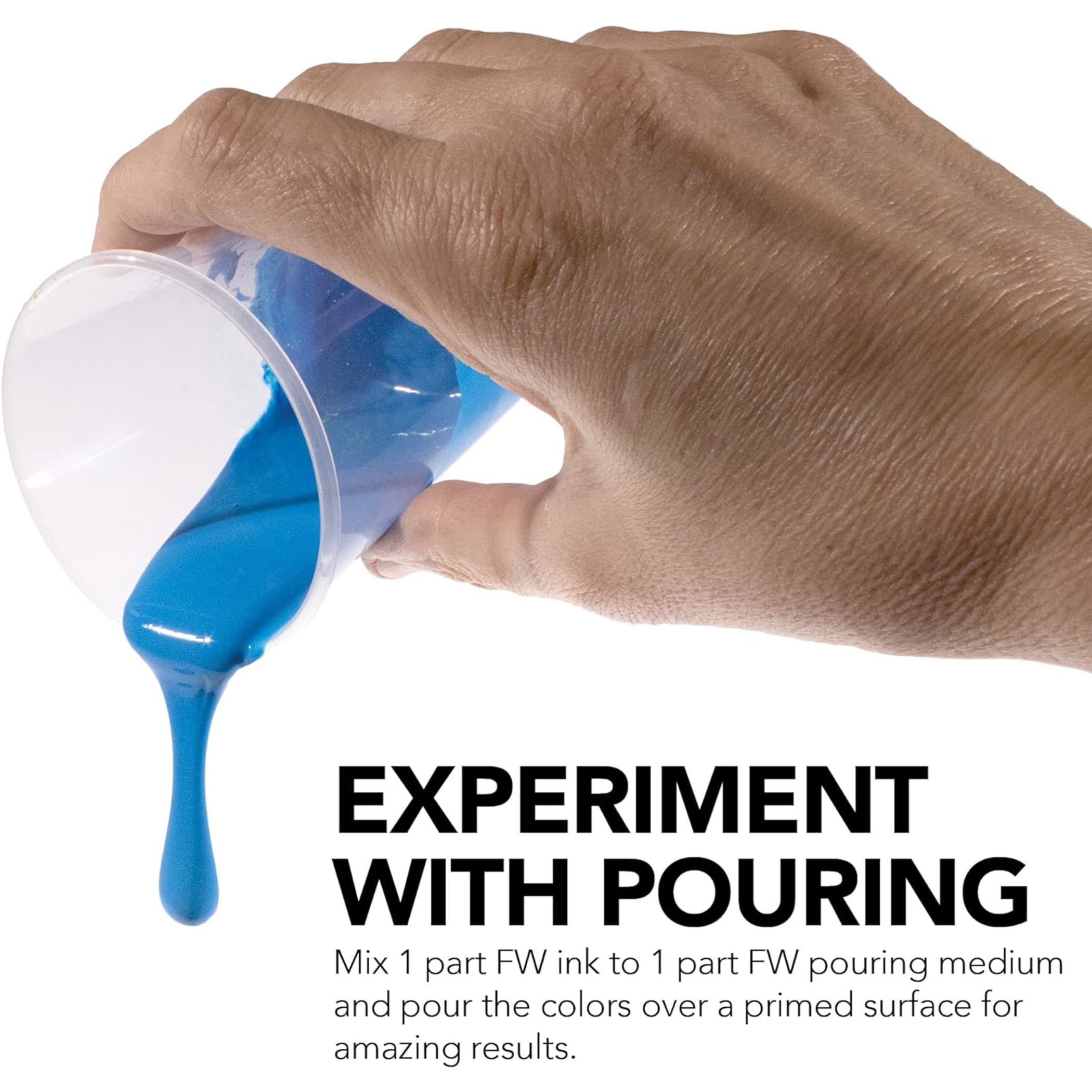 Daler-Rowney FW Acrylic Ink Pouring Set, Assorted Colors with Pouring Medium, 29.5ml, 4 Pieces