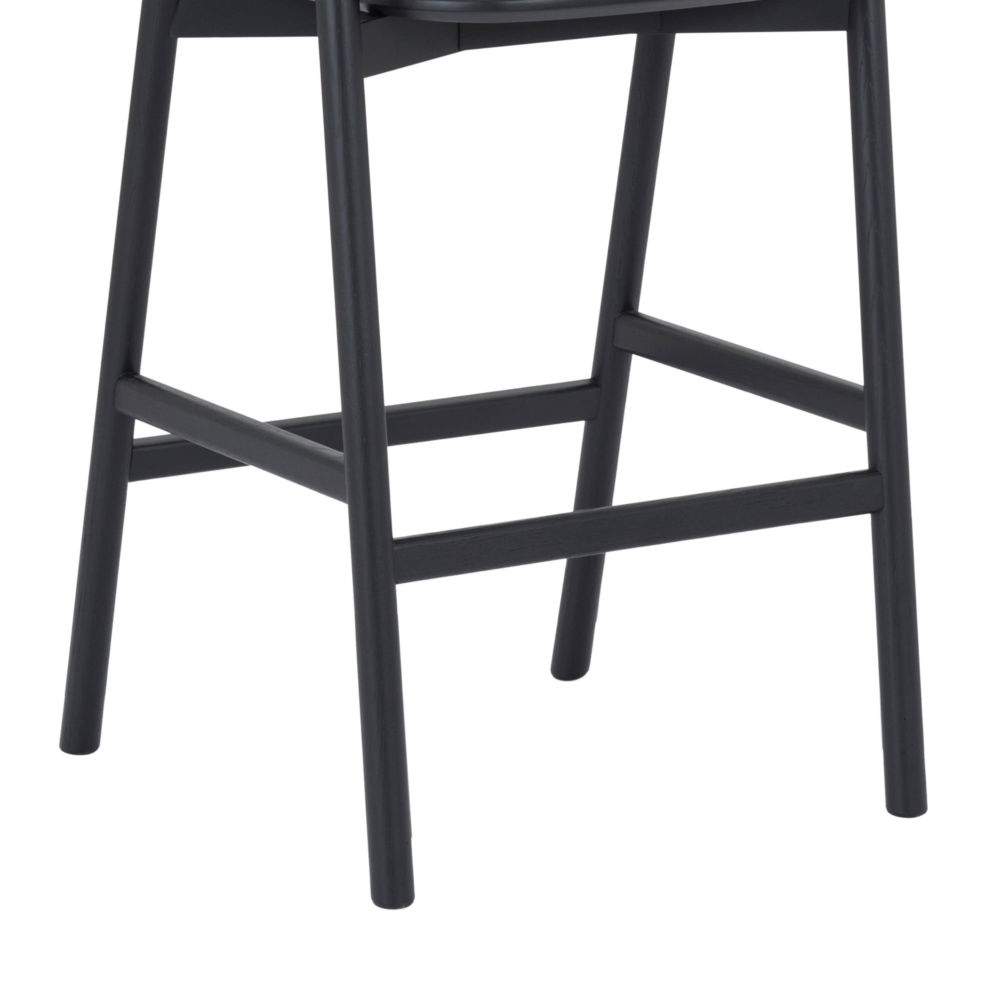 Larisa Adjustable Black Wood Bar Stool in Gray Faux Leather with Golden Bronze and Black Metal