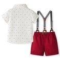 thumbnail image 2 of Okbabeha Toddler Boy Gentleman Outfits Button Down Shirt with Suspender Shorts 2Piece Dress Suit Baby Boy Summer Clothes, 2 of 7
