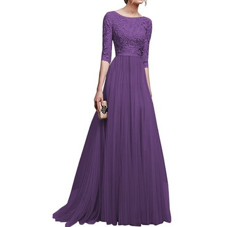 Maggy London Chiffon Dress - Womens Vintage Chiffon Lace Evening Party Dress Half sleeve Slim Formal Evening Ball Gowns Party Elegant Temperament Bridesmaid Wedding Dresses