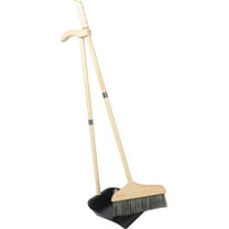 IBASETOY Wood and Stainless Steel Broom and Dustpan Set for Home with Long Handle Lightweight and Durable 1 Set