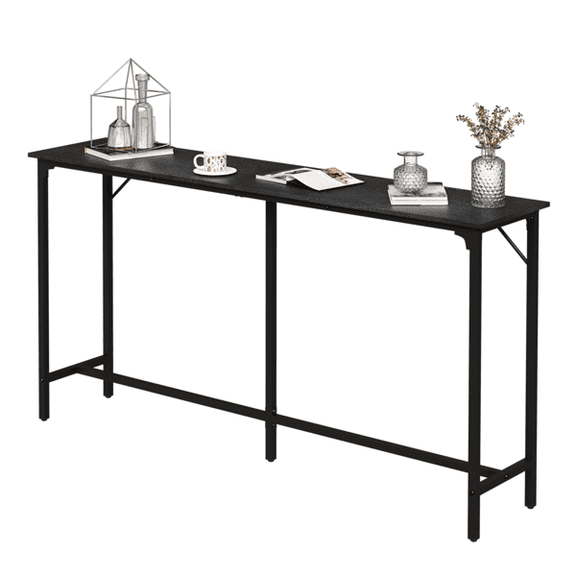 Alvantor 71 in Counter Height Bar Table, Rectangular Black MDF Top, Iron Frame, Adjustable Leveling feet, 1 pack