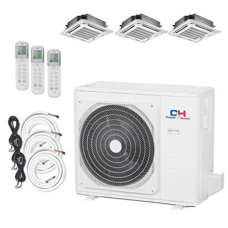 Cooper & Hunter Mini Split AC Heat Pump Ductless 3 Zone 9000 12000 12000 BTU 23.8 Seer