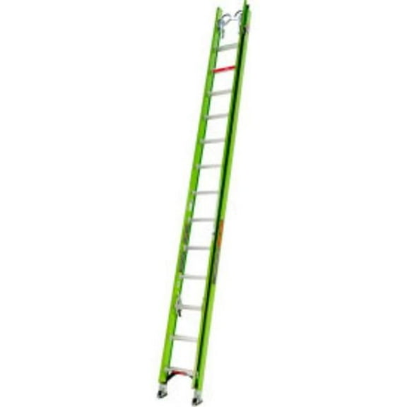 Little Giant Ladders B3145094 Hyperlite Extension Ladder with Cable Hooks - Claw & Pole Strap - Green - 28 ft. Type IA - 300 lbs