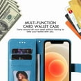 thumbnail image 2 of Dteck Wallet Case for OnePlus Nord N200 5G 2021, 1+Nord N200 5G 6.49" Bling Case, Magnetic Flip Folio PU Leather Soft TPU Bumper Embossed Flower Kickstand Case, Blue Flower, 2 of 8