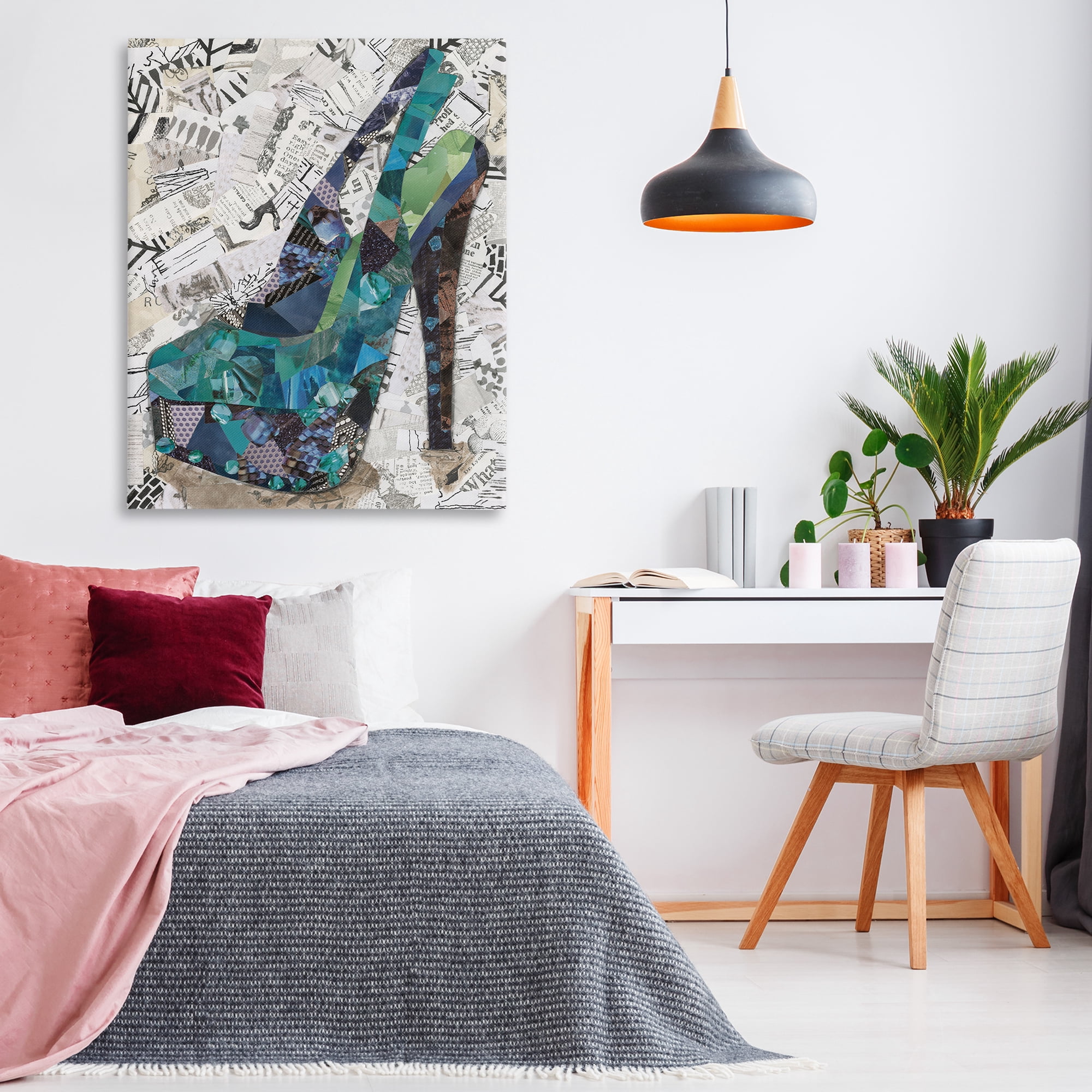 Stupell Industries Collaged High Heel Fashion Painting Wrapped Canvas Art Print Wall Art, 36 x 48