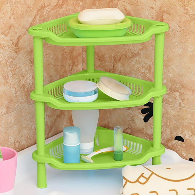 3 Tier Square Corner Shelf Unit Bathroom Organizer Stand with Triangular Design for Efficient Storage Space Optimization