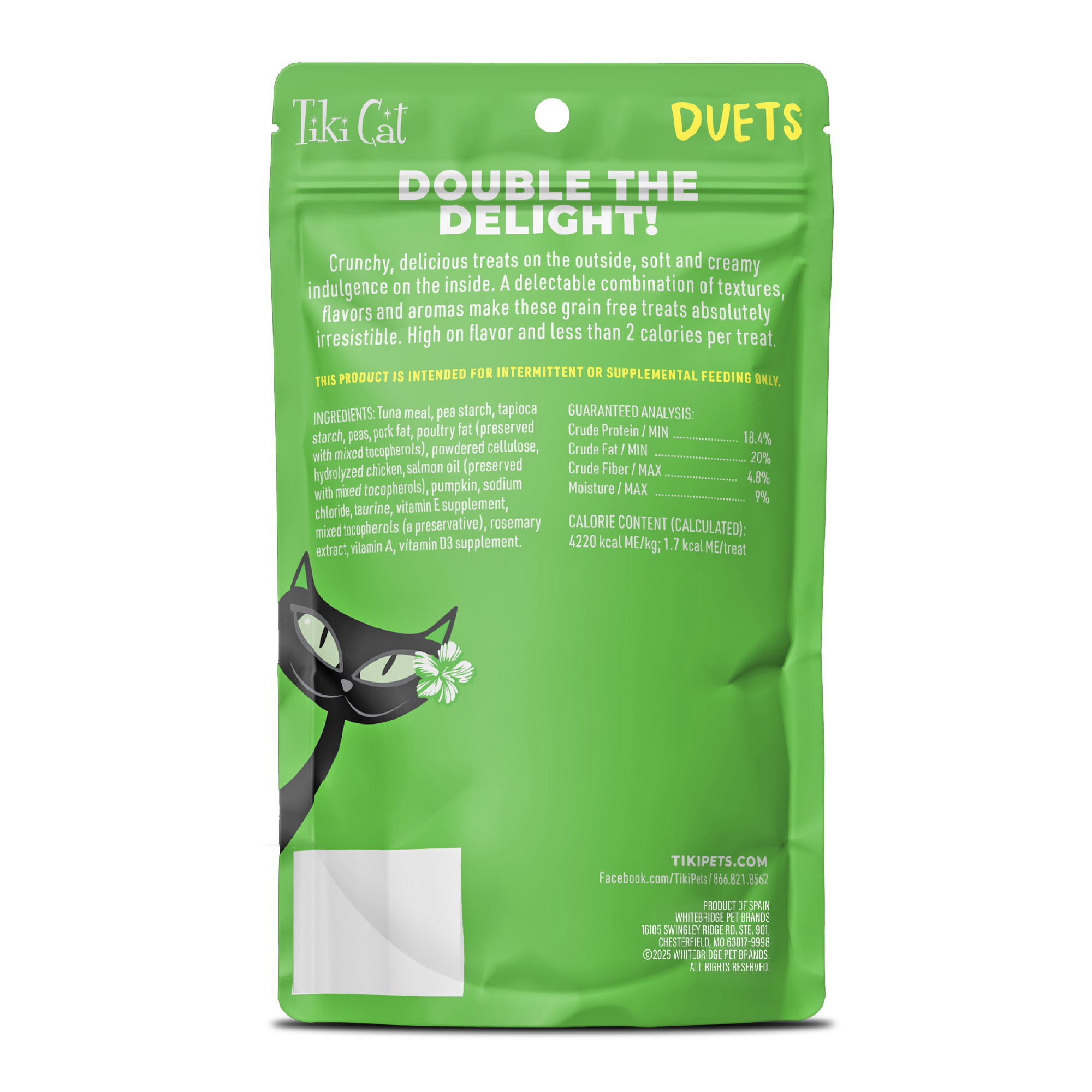 (2 pack) Tiki Cat Duets Cat Treats, Tuna Flavor, 2 oz. Pouch