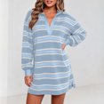 thumbnail image 6 of Tqcoqu Women's Striped Sweatshirt Dress Long Sleeve V Neck Oversized Pullover Sweatshirt Fall Outfits, 6 of 10