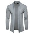 thumbnail image 1 of Cardigan Uni pour Homme Sans Poches, Col Rabattu, Châle Décontracté, Coupe Ample et Ajustée, 1 of 9