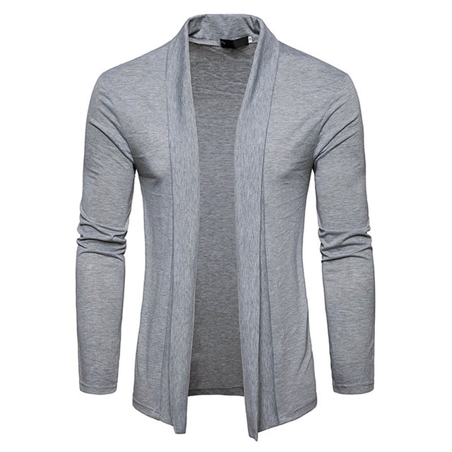 Cardigan Uni pour Homme Sans Poches, Col Rabattu, Châle Décontracté, Coupe Ample et Ajustée
