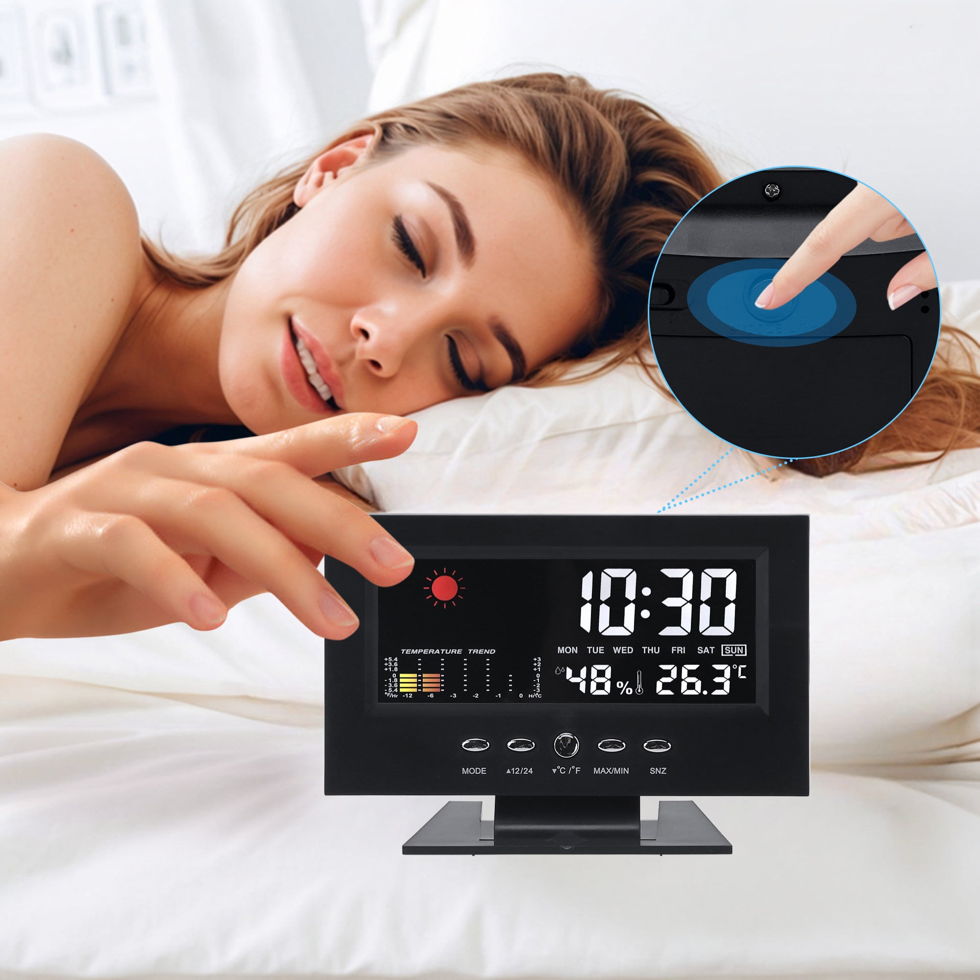 Unique Bargains Voice Activation Electric Alarm Clock Black 5.9"L x 2.2"W x 4.7"H