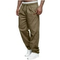 thumbnail image 2 of DODADAWANJ Men's Loose Fit Cargo Pants Drawstring Elastic Waist Straight Leg Jogging Pants Big and Tall Open Bottom Sport Pants for Outdoor Camping Workout, 2 of 7