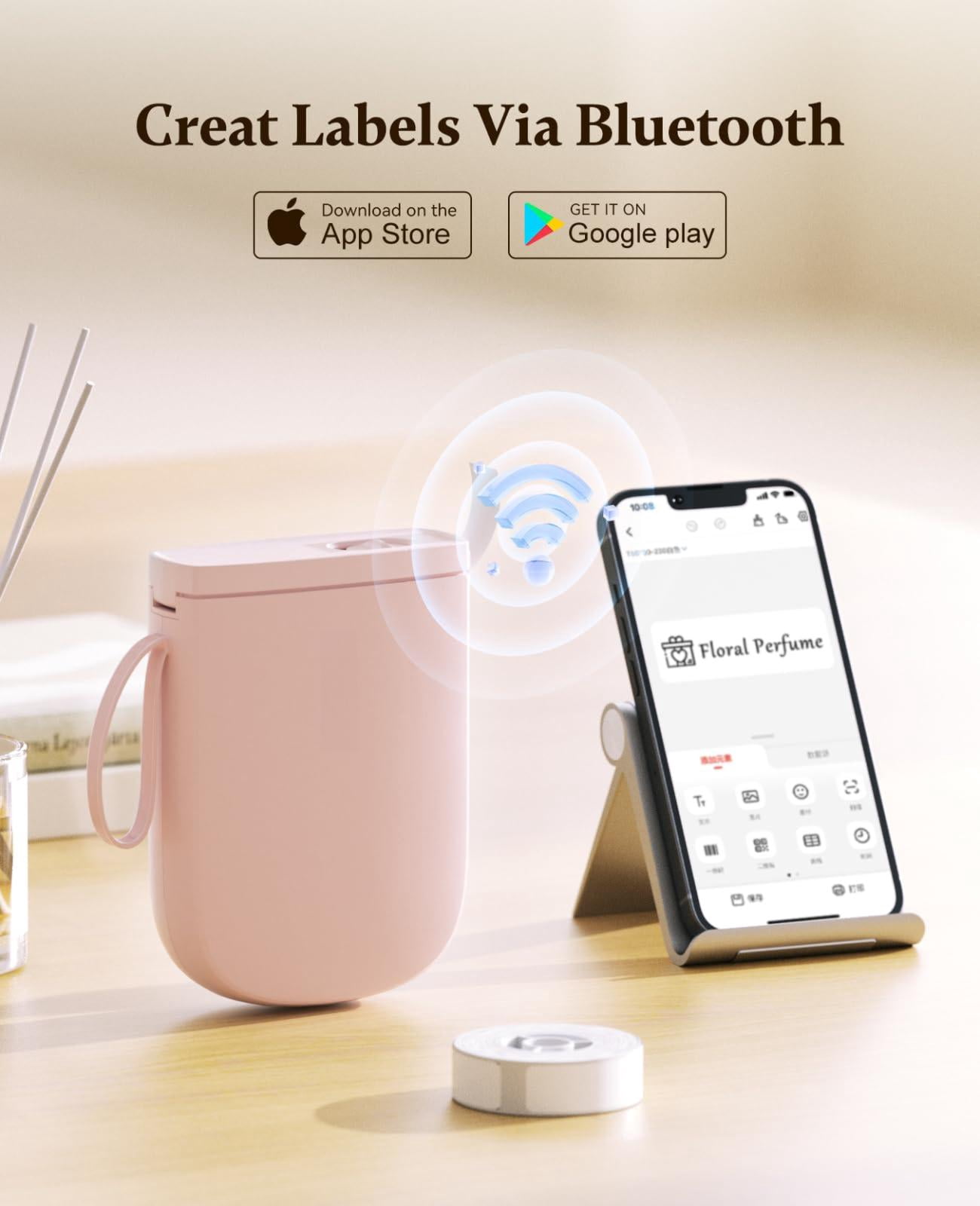 300 Dpi D11 Label Maker Machine With 1 Tape  Mini Portable Printer Thermal Sticker Labeler For Office Home Kitchen School Organization Pink