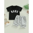 thumbnail image 2 of Bagilaanoe 2pcs Toddler Baby Boy Short Pants Set Short Sleeve Letter Print T-Shirt Tops + Shorts 6M 12M 18M 24M 3T Kids Casual Summer Outfits, 2 of 9