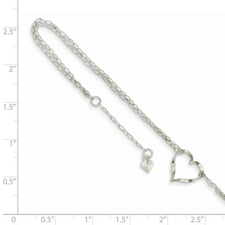 14 Karat White Gold Double Strand Heart 9 Inch hotsell Plus 1 Inch Extension Anklet