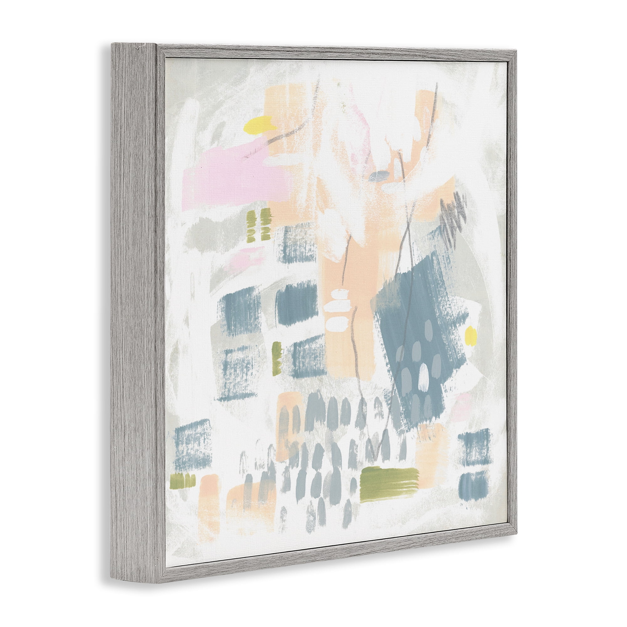 Stupell Industries Pastel Patterned Expression Abstract Painting Gray Framed Art Print Wall Art, 17 x 17