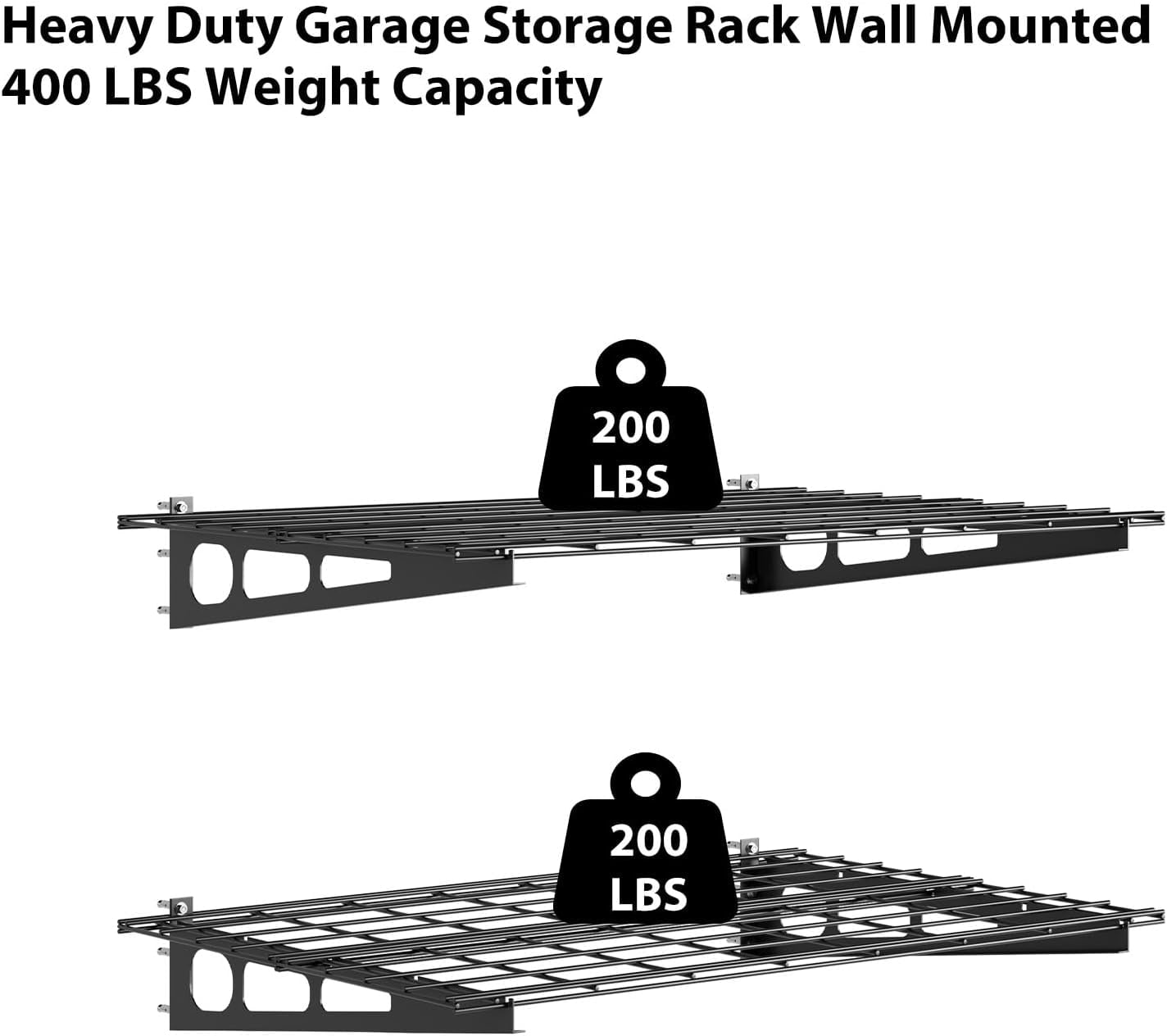 2 Tier Garage Shelving Wall Mounted,Garage Wall Shelving Heavy Duty, Metal Wall Shelf,Sturdy Shelf for Wall Storage,Garage Storage Rack Floating Shelves For Kitchen Shop, Shed, Garage Storage
