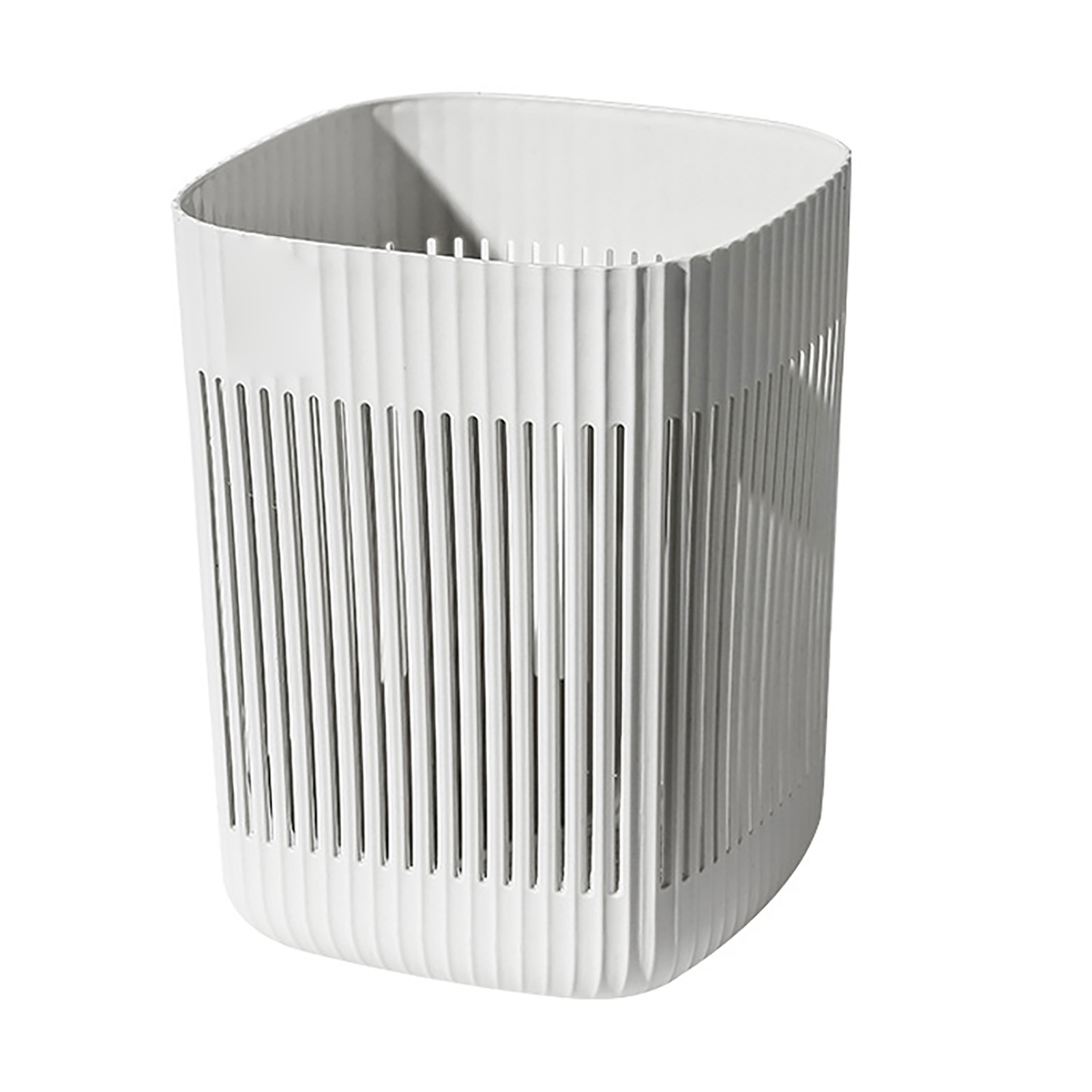 Plastic Wastebasket, Open Top Waste Bin For Bedroom White