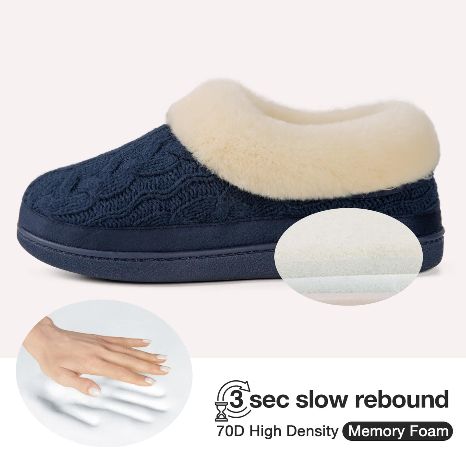 HomeTop Women s Cozy Cable Knit Memory Foam House Shoes Slipper