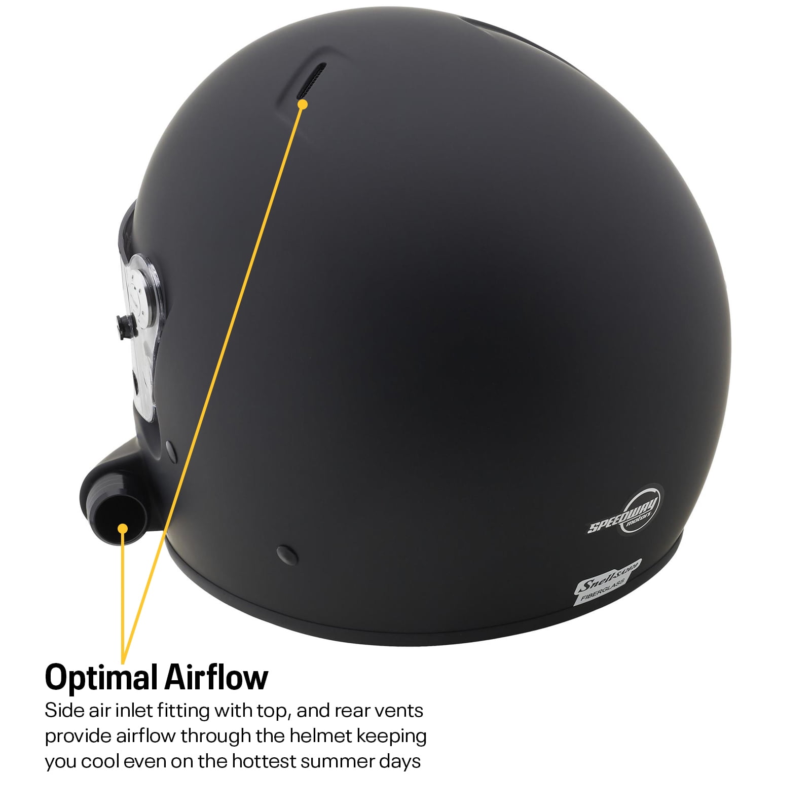 Speedway Motors SA2020 Side Air Racing Helmet, Flat Black, Large