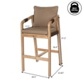 thumbnail image 3 of JONATHAN Y Porto Acacia Wood Outdoor Bar Stool Set of 2 for Patio and Kitchen Counter, Coastal Woven Rope Armchairs with Removable Cushions, Brown BSL1200C-SET2, 3 of 4
