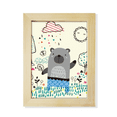 thumbnail image 1 of Cartoon Rhinoceros Animal Blue Outline Desktop Adorn Photo Frame Display Art Painting Wooden, 1 of 3