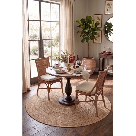 Harlow Hill Cora 8' Round Beige/Tan Solid Hand Braided Reversible Jute Indoor Area Rug