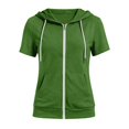 thumbnail image 4 of Short Sleeve Hoodies for Women Summer Fall Lightweight Zip Up Sweatshirt with Pockets Casual Jacket Outerwear, 4 of 7