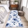 thumbnail image 4 of 2'x6' Rug Runners for Hallways Kitchen, Blue Floral Spring Non Slip Entryway Beside Floor Carpet Runner, Retro Summer Botanical Watercolor Washable Laundry Room Bedroom Throw Rugs Mat for Family Pet, 4 of 8