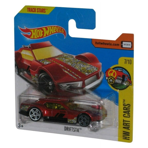 Hot Wheels HW Art (2015) Red Driftsta Toy Car 7/10 - (Short Card)