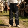 thumbnail image 2 of CONZONE Men's Baggy Viking Sweatpants Wide Leg Sweat Pants for Men Trendy Elastic Waist Drawstring Norse Mythology Graphic Y2K Soft Casual Joggers Pant With Pockets, 2 of 4