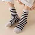 thumbnail image 7 of Men's Striped Fuzzy Socks 12 Pack Winter Warm Fluffy Crew Slipper Socks Soft Home Plush Sleeping Socks Gray, 7 of 7