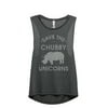 Save The Chubby Unicorns Women's Fashion Sleeveless Muscle Workout Yoga Tank Top Charcoal Grey Medium