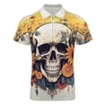 thumbnail image 4 of Sunflower Skull (1) Men Zipper T-shirt Summer Casual Short Sleeve T-shirt Top, 4 of 7
