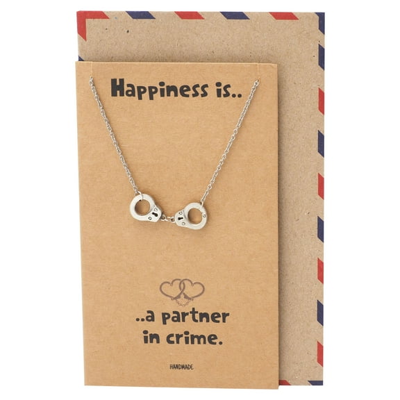 Quan Jewelry Handcuff Necklace for Women, Best Friend Gifts, Gift for Women with Greeting Card